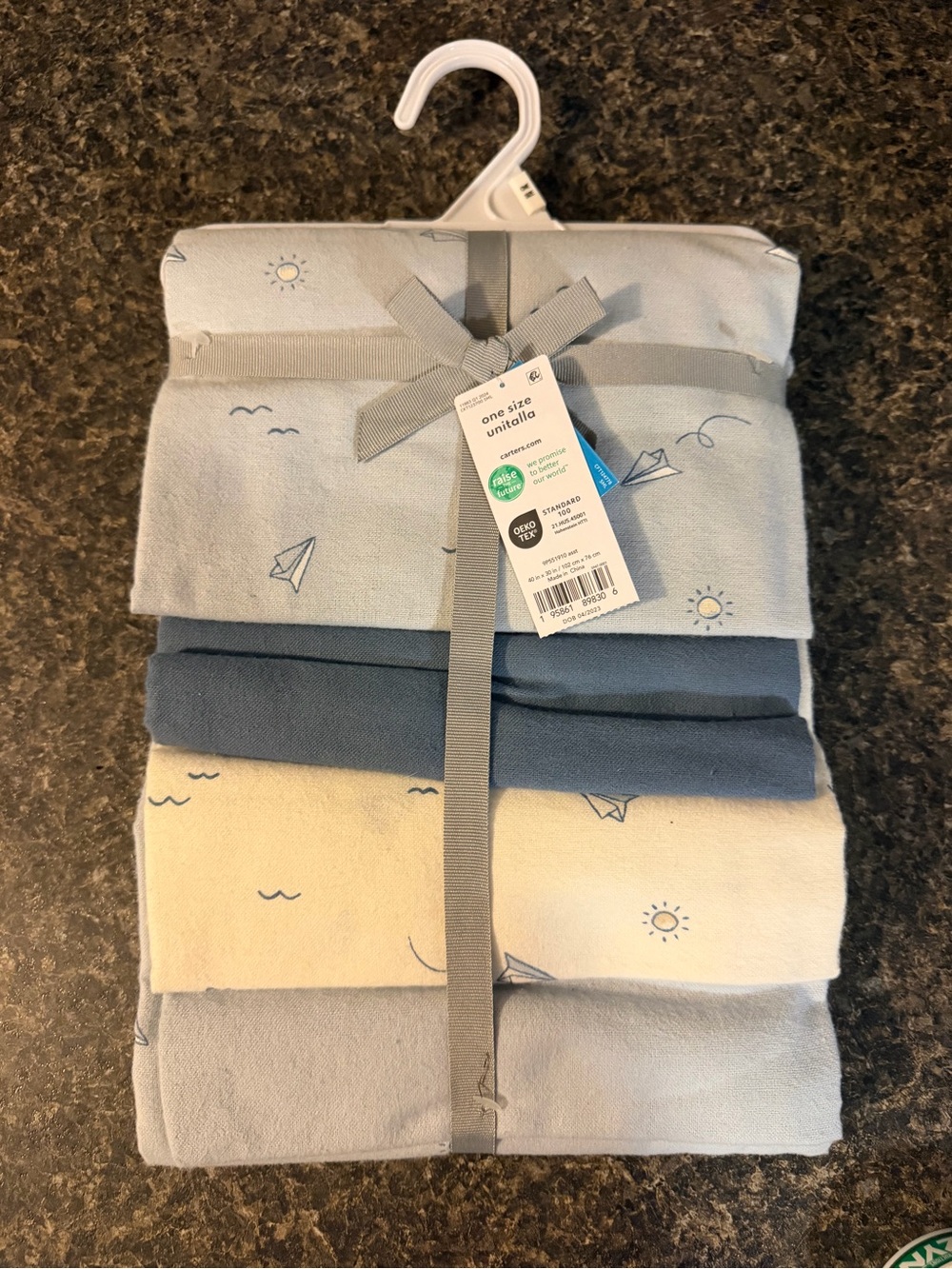 Carter's Baby Boys Blue and Cream 4-Pack Receiving Blankets